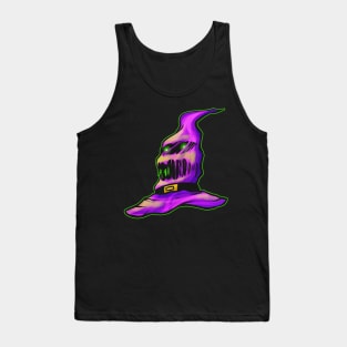 Purple Evil Witch Hat Halloween Tank Top